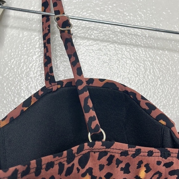 Assets by Spanx Brown Leopard Print Swim Tankini Top Women's Sz S - Picture 5 of 6